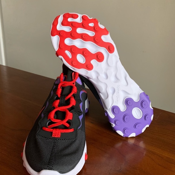Women’s Nike React Element 55 Black/Red/ Purple - Picture 7 of 7